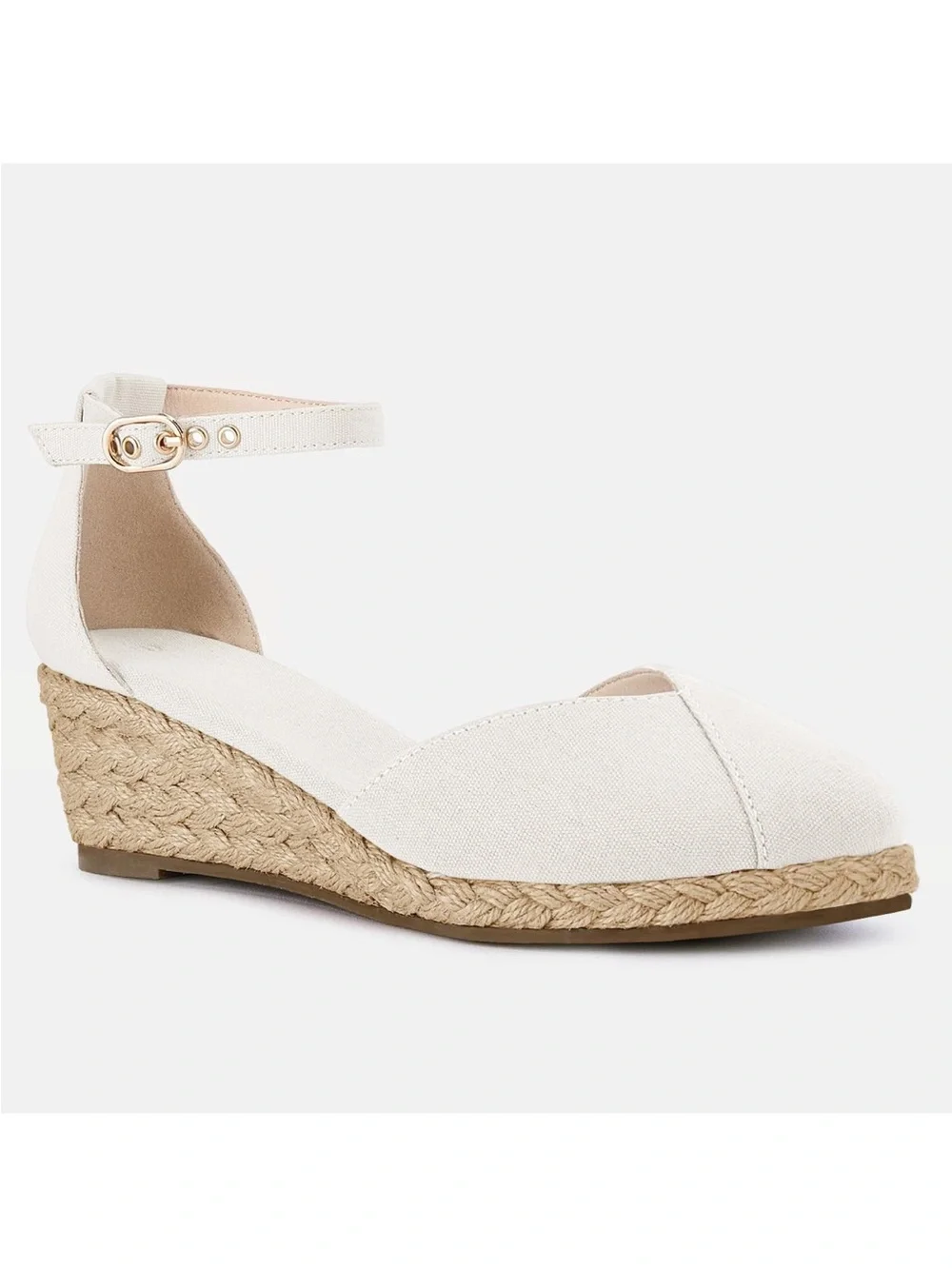 Juliet Holly NWOT Ankle-Strap Espadrille Wedge in White